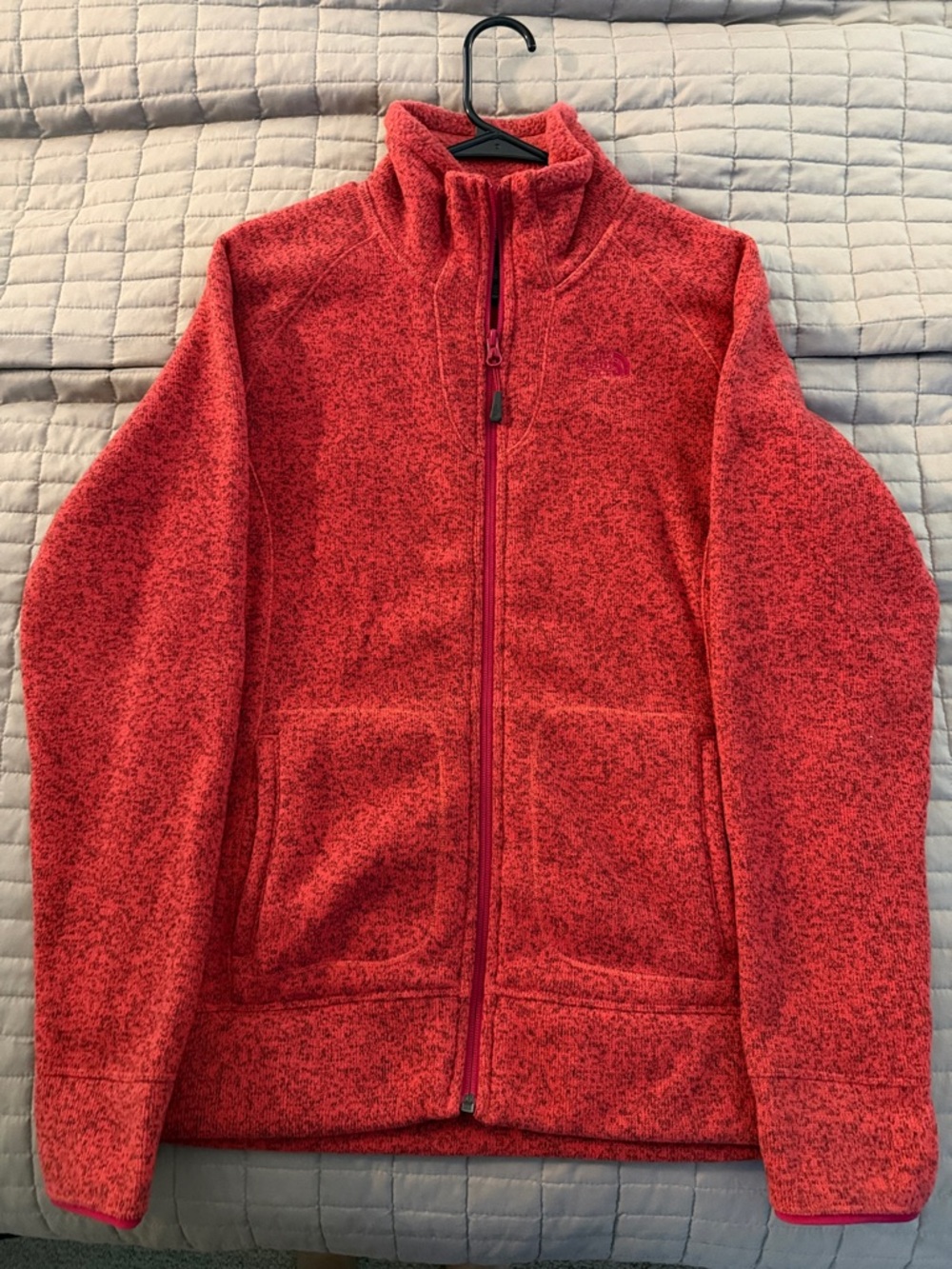 Women Red Full Zip North Face Fleece Jacket